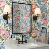 Anise Wall Sconce 15", Matte Black for Cottage home with Floral Wallpaper