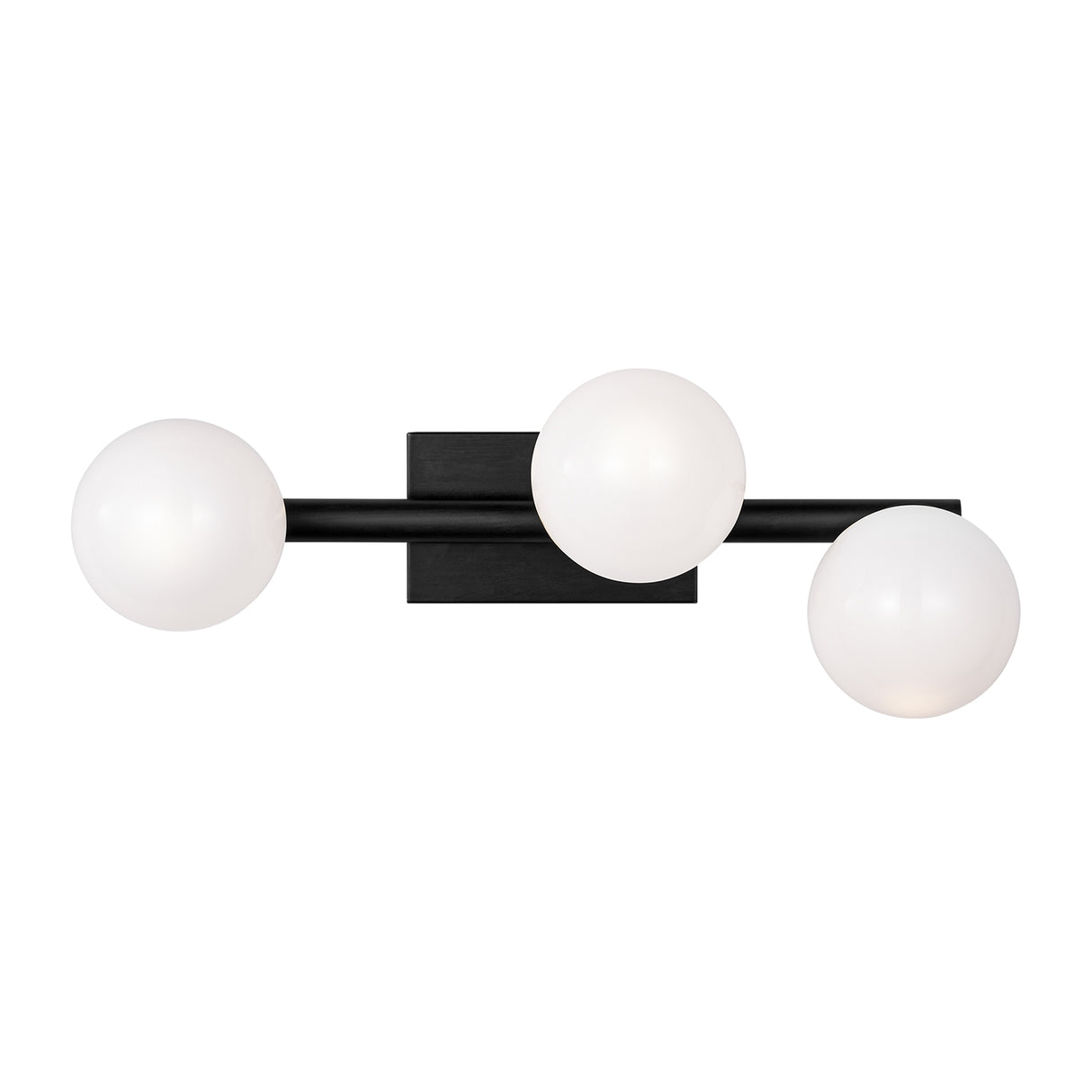 Veya 3 Light Linear Wall Sconce 16", Aged Iron and Milk Glass
