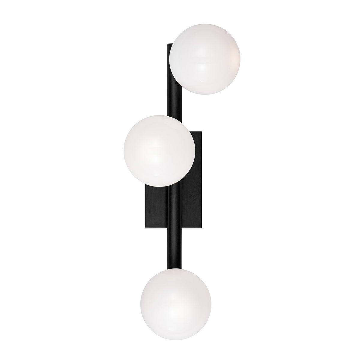 Veya 3 Light Linear Wall Sconce 16", Aged Iron and Milk Glass