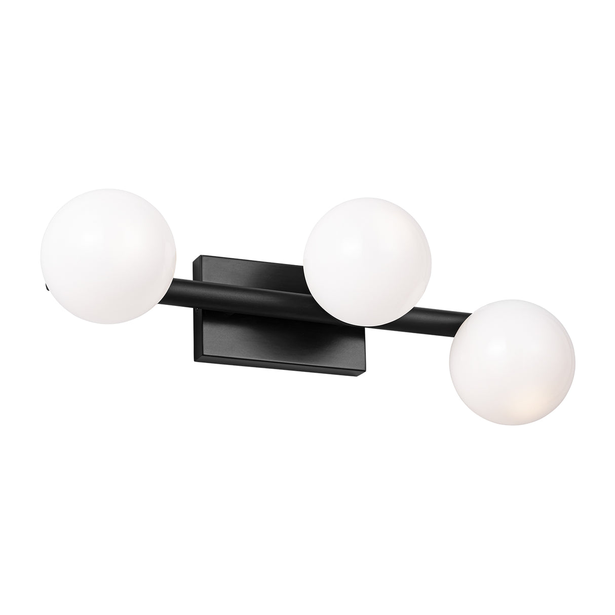 Veya 3 Light Linear Wall Sconce 16", Aged Iron and Milk Glass