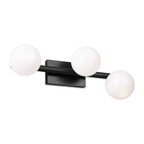 Veya 3 Light Linear Wall Sconce 16", Aged Iron and Milk Glass