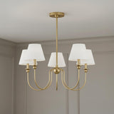 Anise 5 Light Chandelier 30", Satin Brass