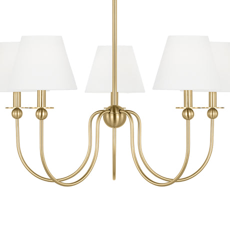 Anise 5 Light Chandelier 30", Satin Brass