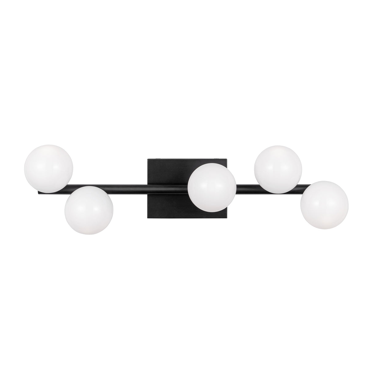 Veya 5 Light Wall Sconce 24", Aged Iron and Milk Glass