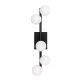 Veya 5 Light Wall Sconce 24", Aged Iron and Milk Glass