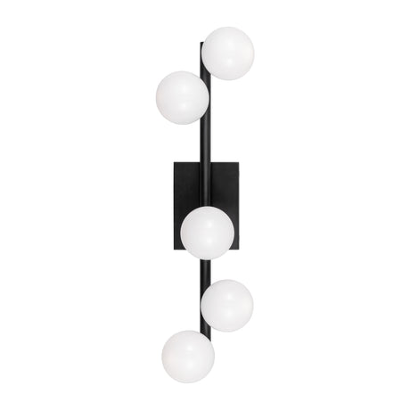 Veya 5 Light Wall Sconce 24", Aged Iron and Milk Glass