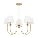 Anise 5 Light Chandelier 30", Satin Brass