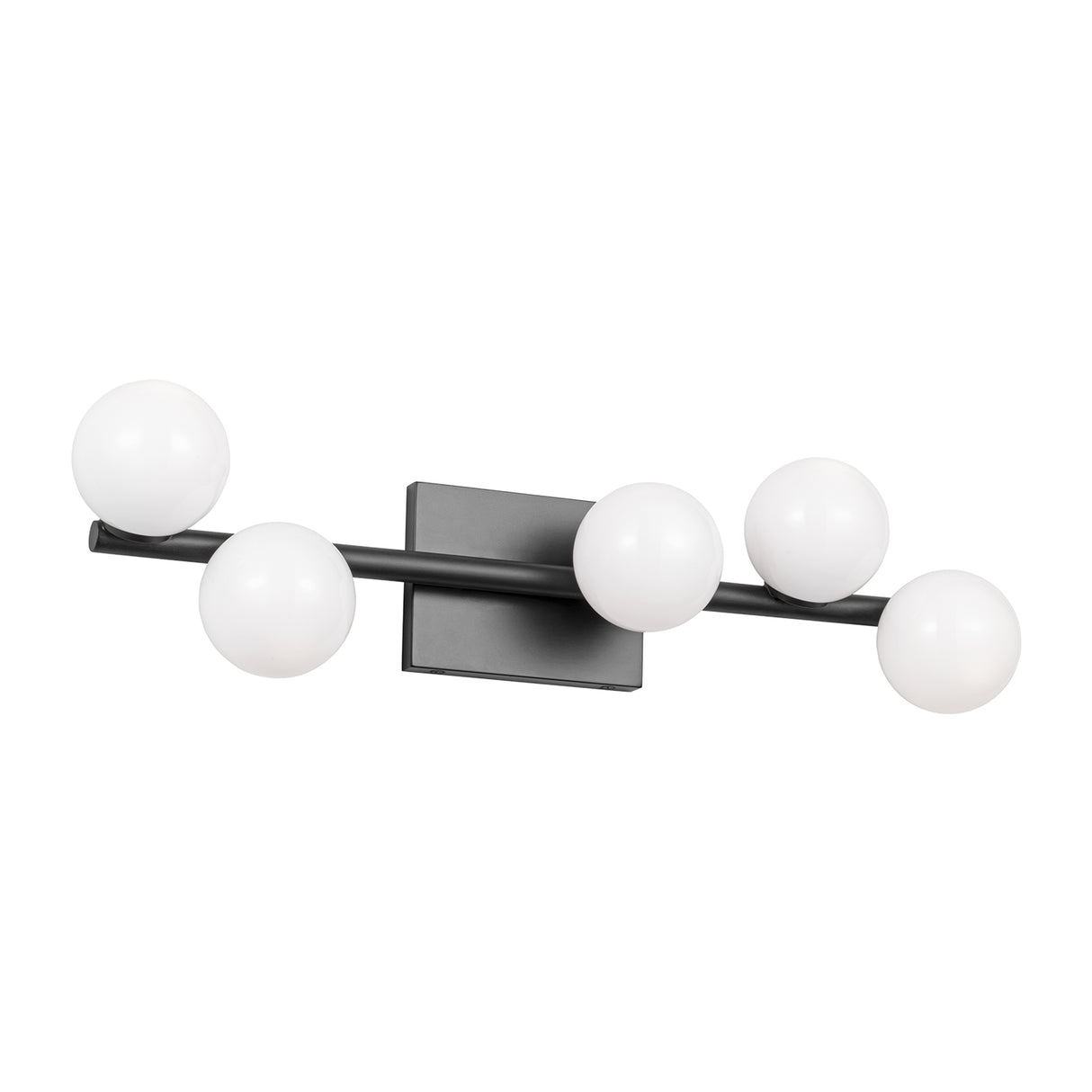 Veya 5 Light Wall Sconce 24", Aged Iron and Milk Glass