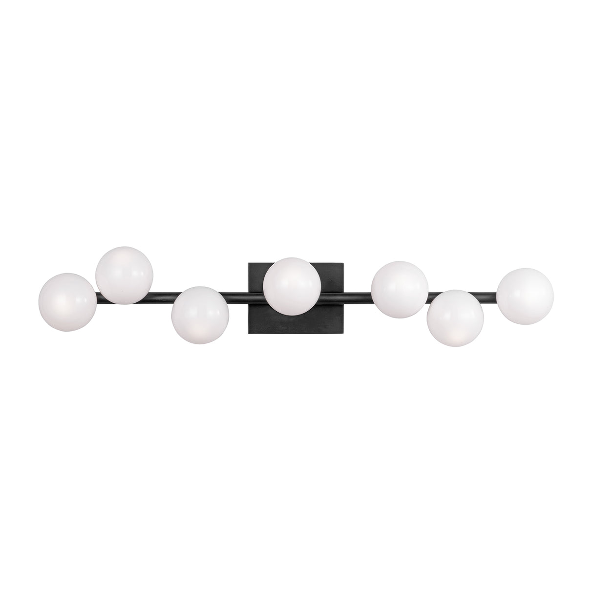 Veya 7 Light Wall Sconce 32", Aged Iron and Milk Glass