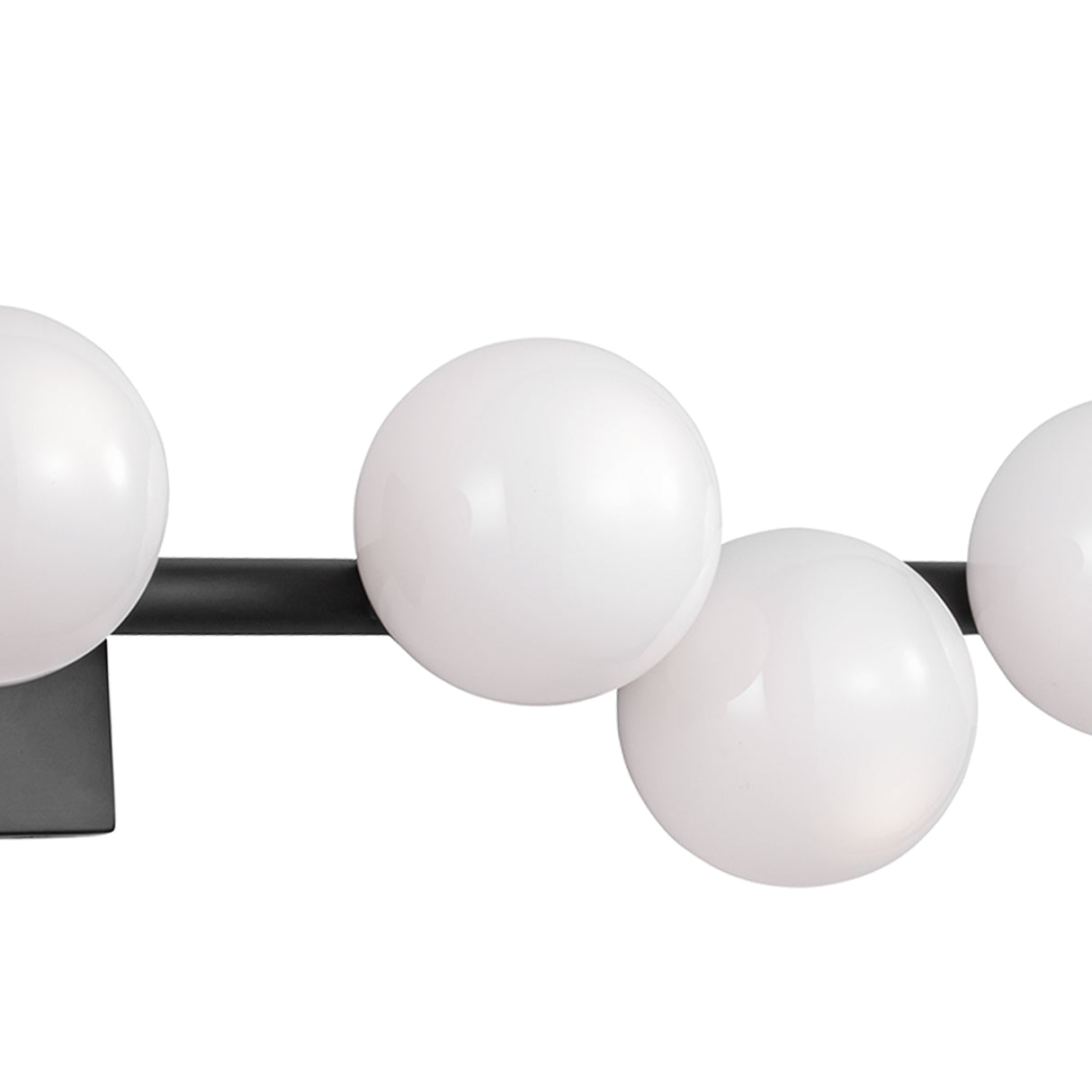 Veya 7 Light Wall Sconce 32", Aged Iron and Milk Glass