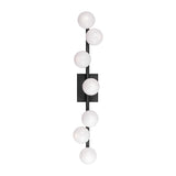 Veya 7 Light Wall Sconce 32", Aged Iron and Milk Glass