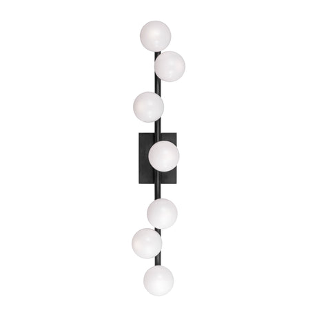 Veya 7 Light Wall Sconce 32", Aged Iron and Milk Glass