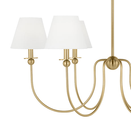 Anise 6 Light Chandelier 36", Satin Brass