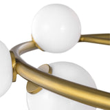 Veya 12 Light Chandelier 44", Modern Brass and Milk Glass