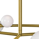 Veya 12 Light Chandelier 44", Modern Brass and Milk Glass