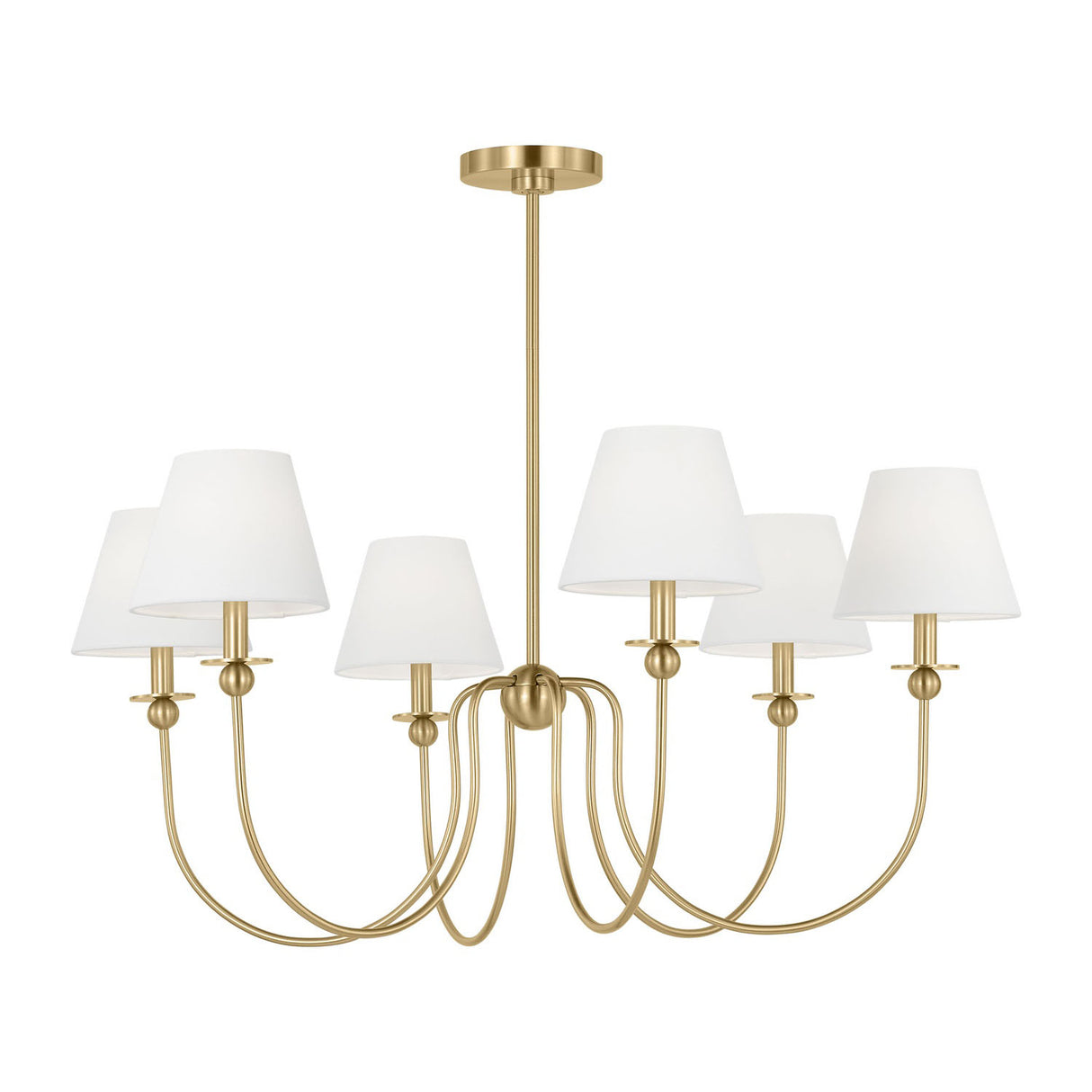Anise 6 Light Chandelier 36", Satin Brass