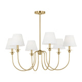 Anise 6 Light Chandelier 36", Satin Brass