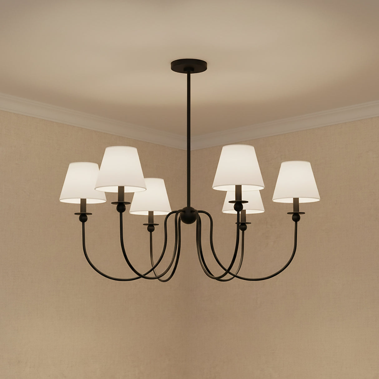 Anise 6 Light Chandelier 36" for Transitional home with Beige wallpaper