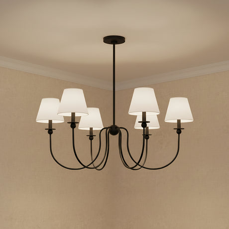 Anise 6 Light Chandelier 36" for Transitional home with Beige wallpaper