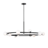 Veya 12 Light Chandelier 44", Aged Iron and Milk Glass
