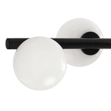 Veya 9 Light Linear Chandelier 49", Aged Iron and Milk Glass