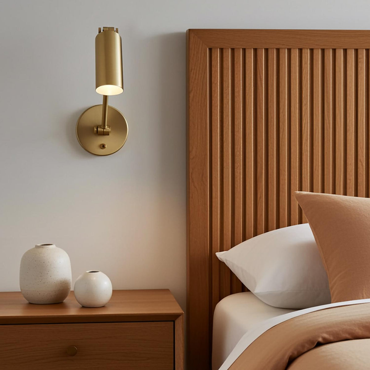 Nilo Adjustable One Arm Wall Light, Satin Brass