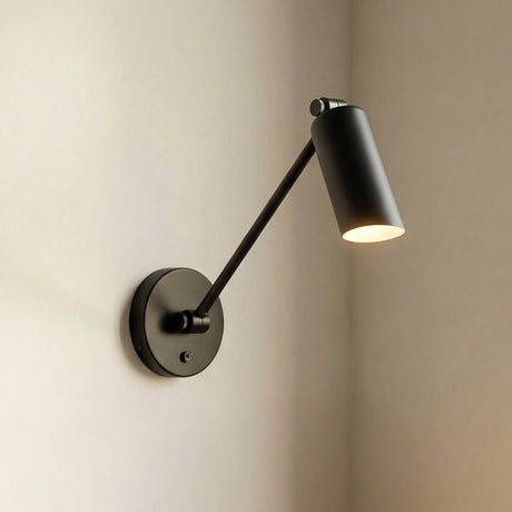 Nilo Adjustable One Arm Wall Light, Matte Black for Modern home with Beige Wall Sconce