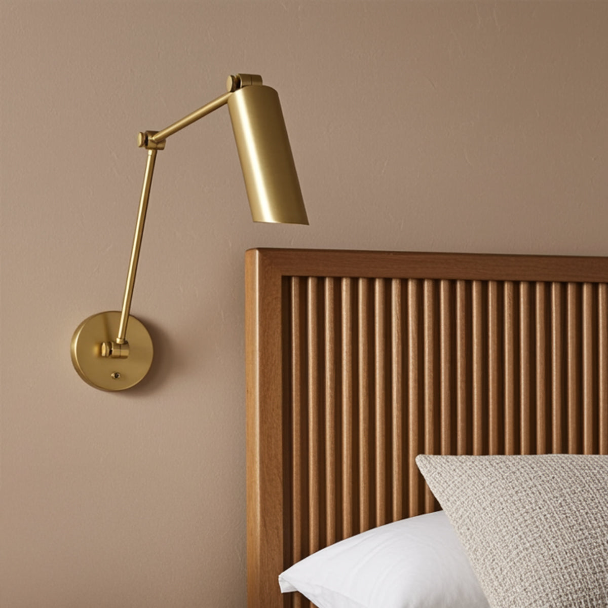Nilo Adjustable Two Arm Wall Light for Modern home with Warm Beige Walls