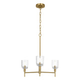 Emrys 3 Light Chandelier 24", Modern Brass