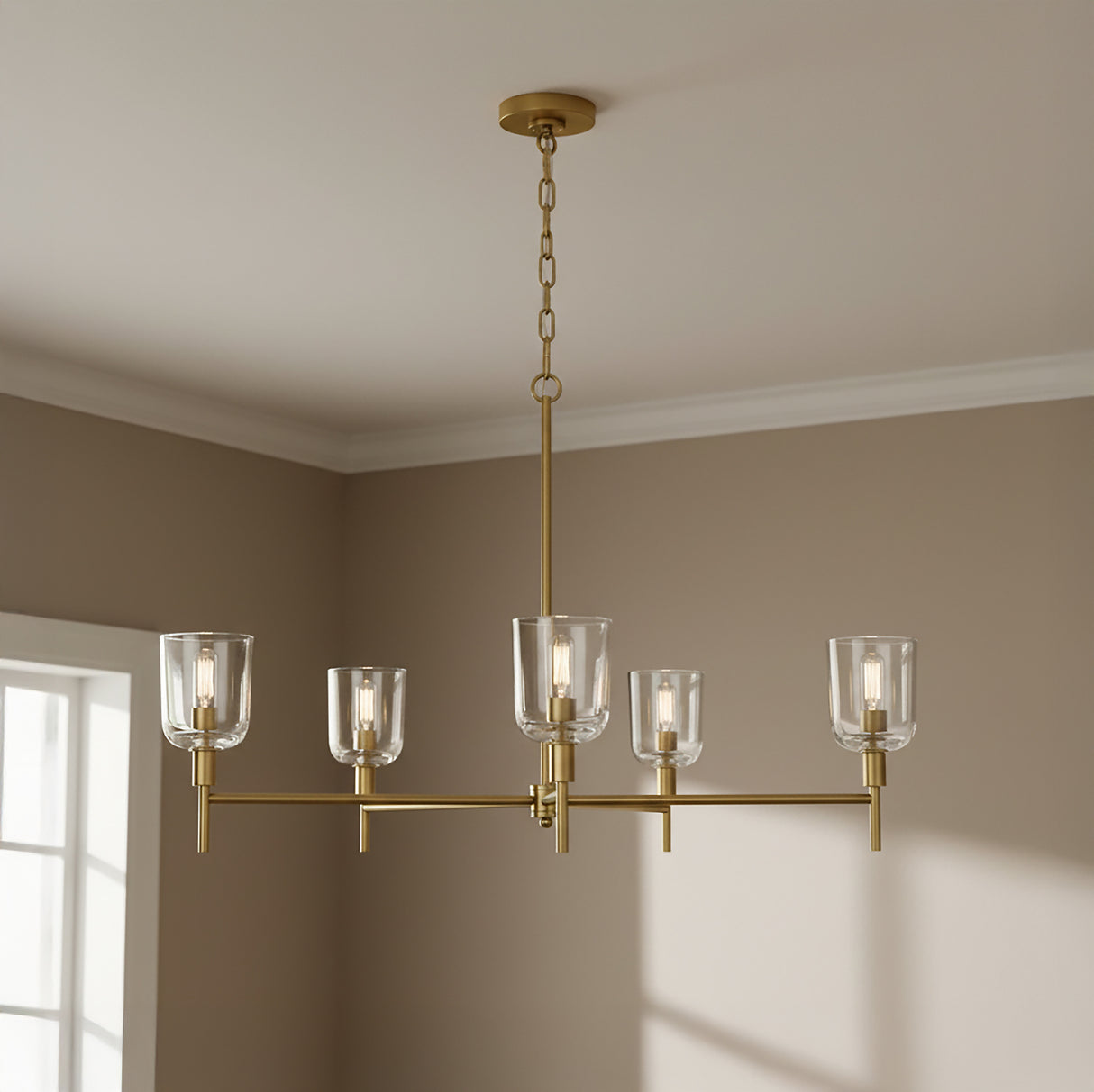Emrys 5 Light Chandelier 36" for Modern home with Warm Beige walls