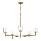 Emrys 5 Light Chandelier 36", Modern Brass