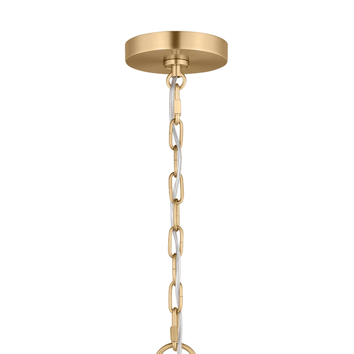 Birch Medium Pendant 22", Modern Brass and White Linen