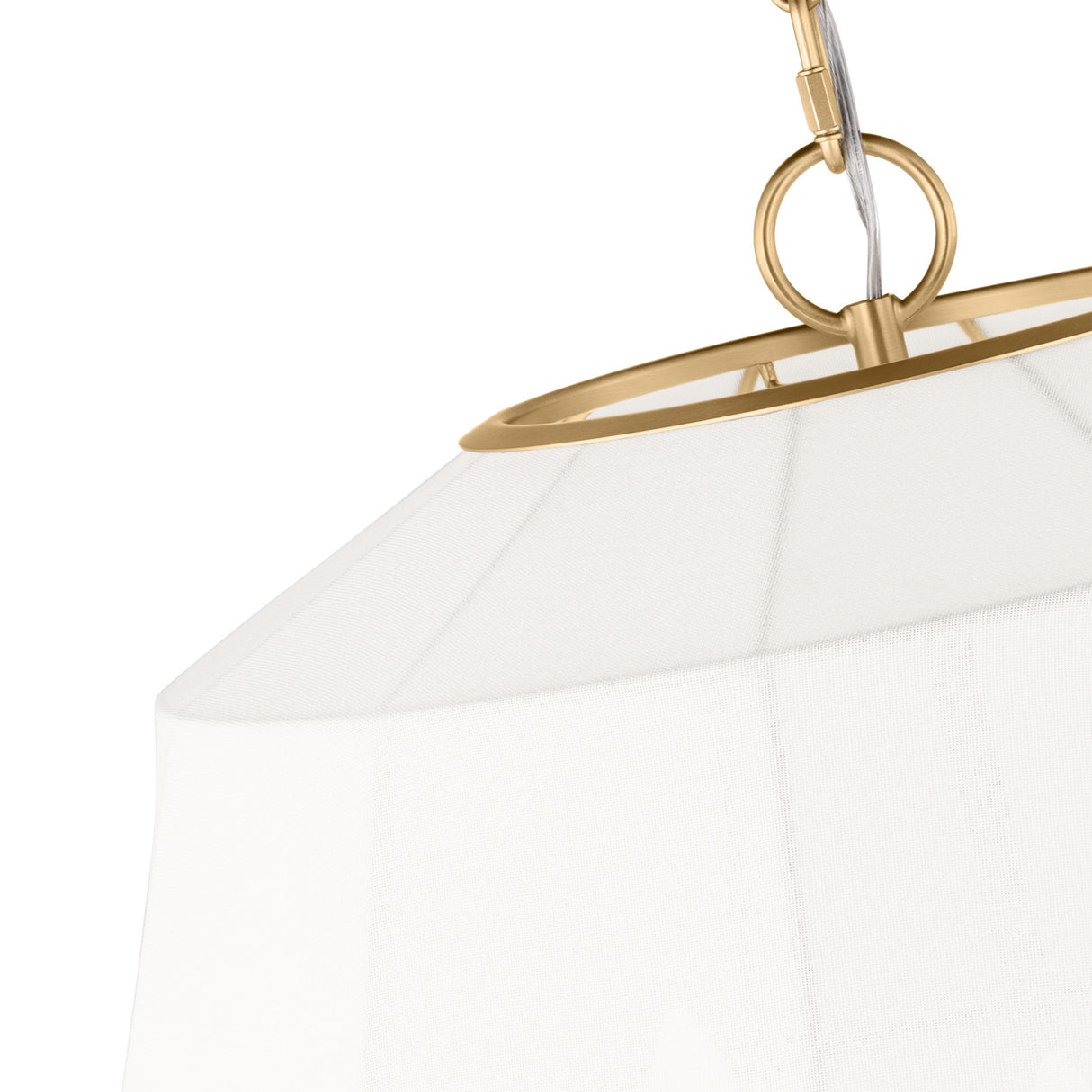 Birch Medium Pendant 22", Modern Brass and White Linen