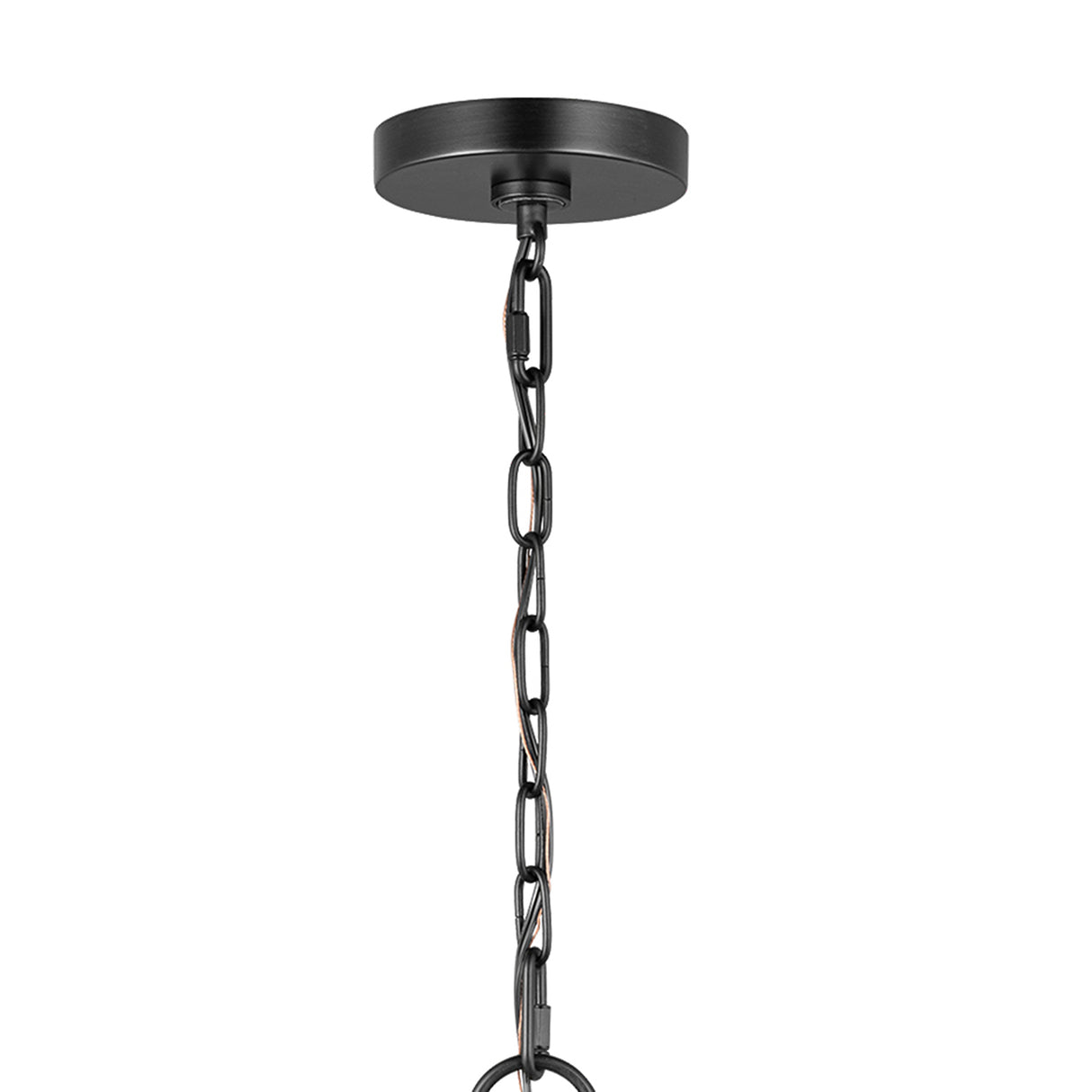 Birch Medium Pendant 22", Aged Iron and White Linen
