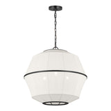 Birch Medium Pendant 22", Aged Iron and White Linen