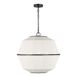 Birch Medium Pendant 22", Aged Iron and White Linen