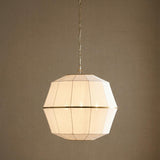 Birch Large Pendant 28", Modern Brass and White Linen