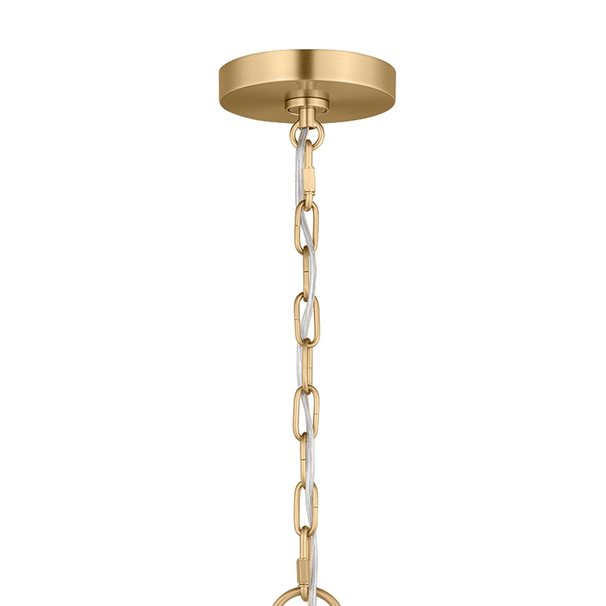 Birch Large Pendant 28", Modern Brass and White Linen