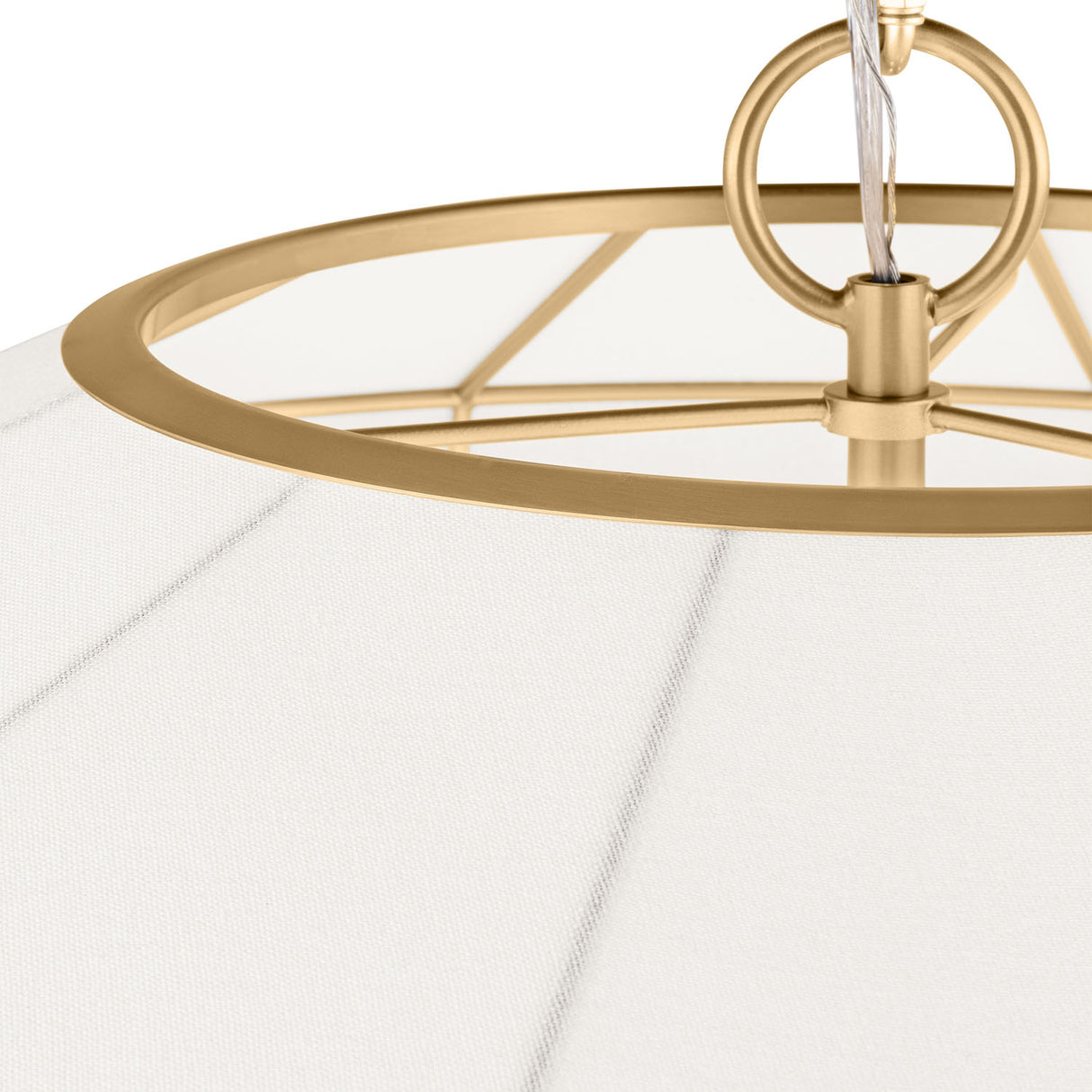 Birch Large Pendant 28", Modern Brass and White Linen