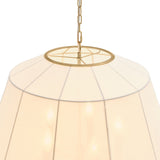 Birch Large Pendant 28", Modern Brass and White Linen