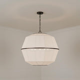 Birch Large Pendant 28", Aged Iron and White Linen