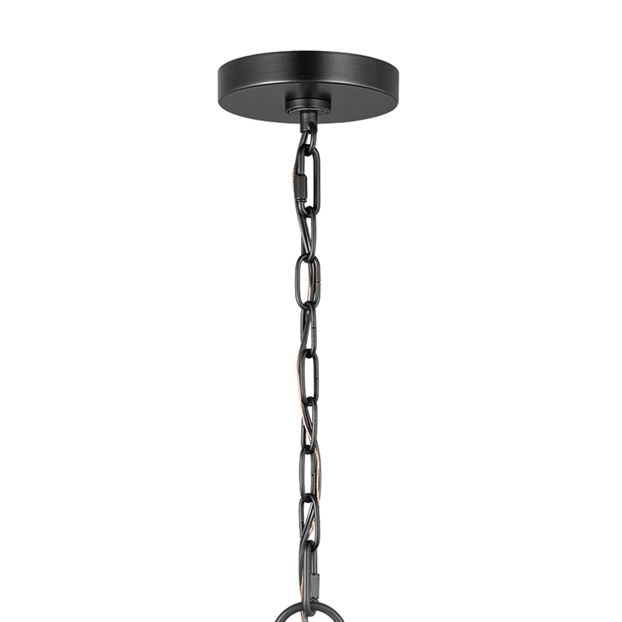 Birch Large Pendant 28", Aged Iron and White Linen