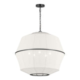 Birch Large Pendant 28", Aged Iron and White Linen