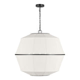 Birch Large Pendant 28", Aged Iron and White Linen