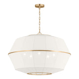 Birch Extra Large Pendant 32", Modern Brass and White Linen