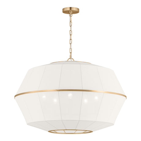Birch Extra Large Pendant 32", Modern Brass and White Linen