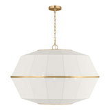 Birch Extra Large Pendant 32", Modern Brass and White Linen