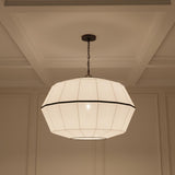 Birch Extra Large Pendant 32", Aged Iron and White Linen