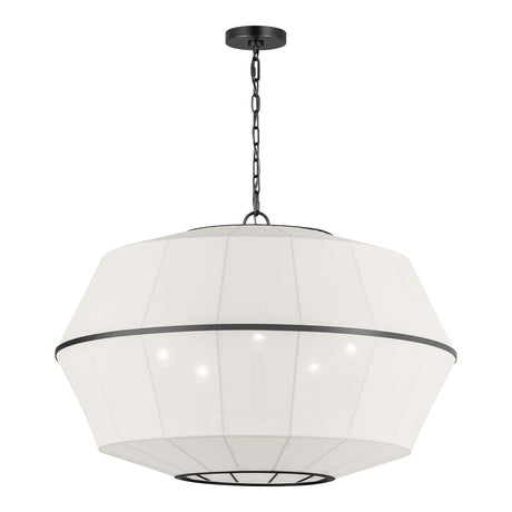 Birch Extra Large Pendant 32", Aged Iron and White Linen