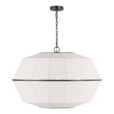 Birch Extra Large Pendant 32", Aged Iron and White Linen